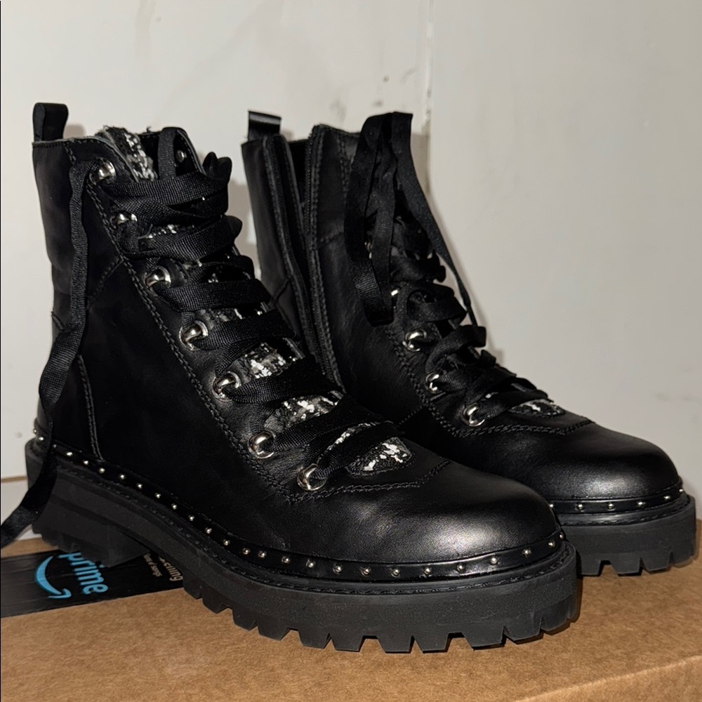 Steve Madden Black Studded Combat Boots